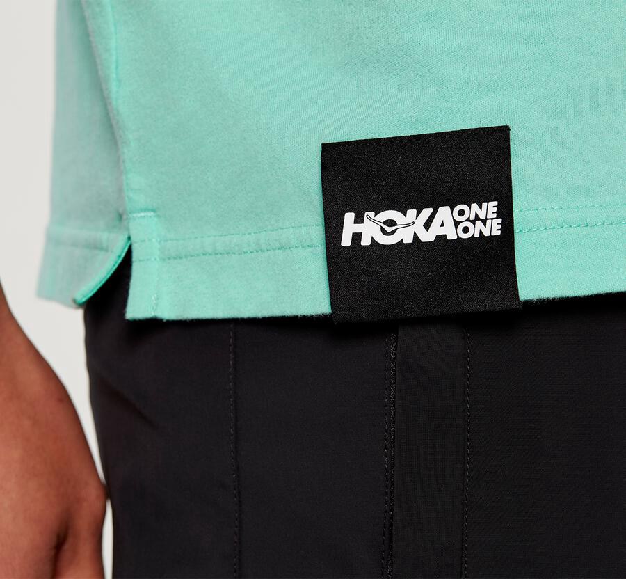 Hoka One One Mens Tee - Brand - Mint - GFRV06354